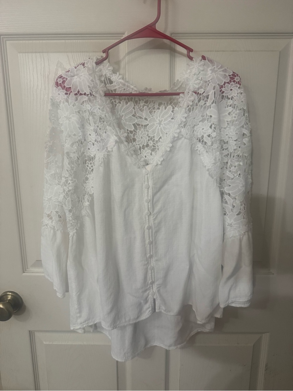 White Lace Yoke Blouse